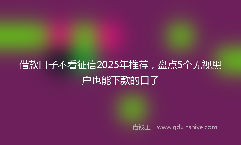 借款口子不看征信2025年推荐，盘点5个无视黑户也能下款的口子