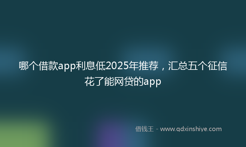 哪个借款app利息低2025年推荐，汇总五个征信花了能网贷的app
