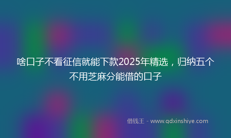啥口子不看征信就能下款2025年精选，归纳五个不用芝麻分能借的口子