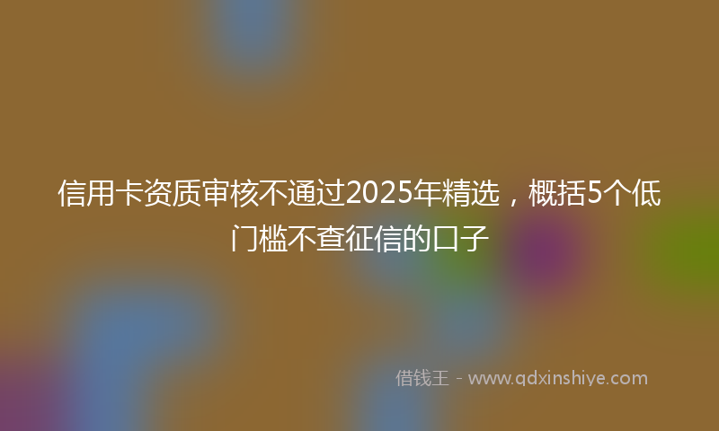 信用卡资质审核不通过2025年精选，概括5个低门槛不查征信的口子