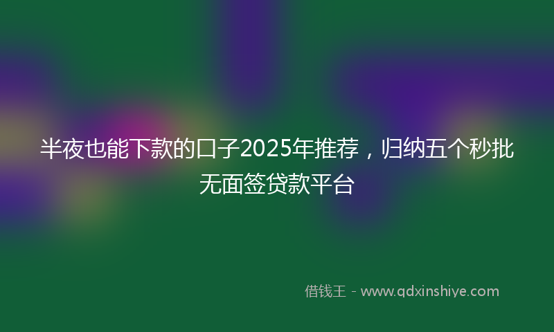 半夜也能下款的口子2025年推荐，归纳五个秒批无面签贷款平台