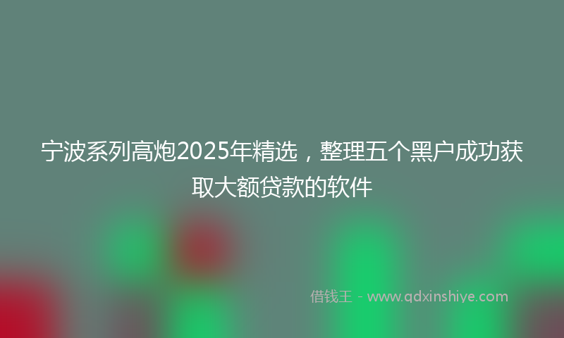 宁波系列高炮2025年精选，整理五个黑户成功获取大额贷款的软件