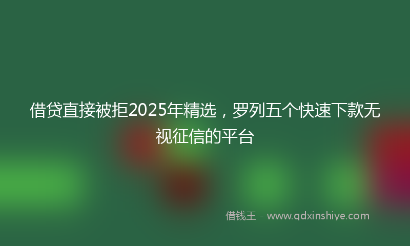 借贷直接被拒2025年精选，罗列五个快速下款无视征信的平台