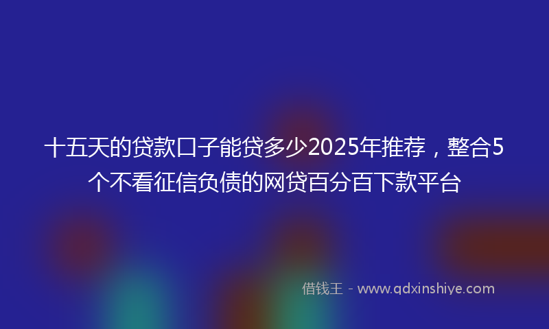 十五天的贷款口子能贷多少2025年推荐，整合5个不看征信负债的网贷百分百下款平台