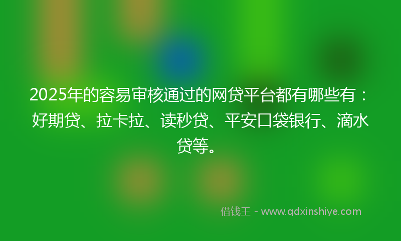 2025年的容易审核通过的网贷平台都有哪些有：好期贷、拉卡拉、读秒贷、平安口袋银行、滴水贷等。