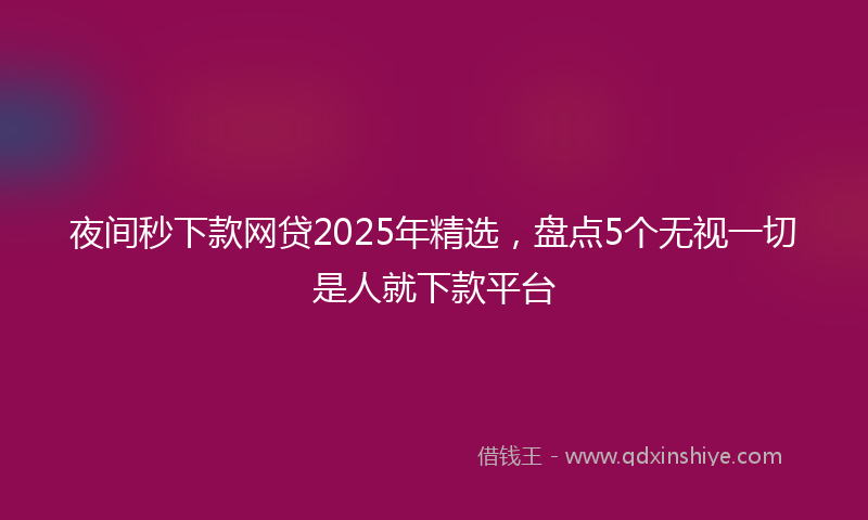 夜间秒下款网贷2025年精选，盘点5个无视一切是人就下款平台