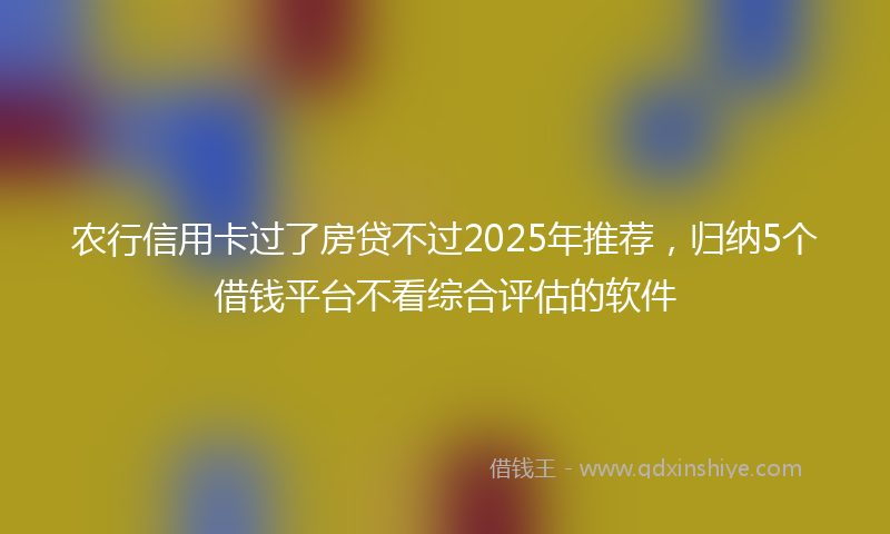 农行信用卡过了房贷不过2025年推荐，归纳5个借钱平台不看综合评估的软件