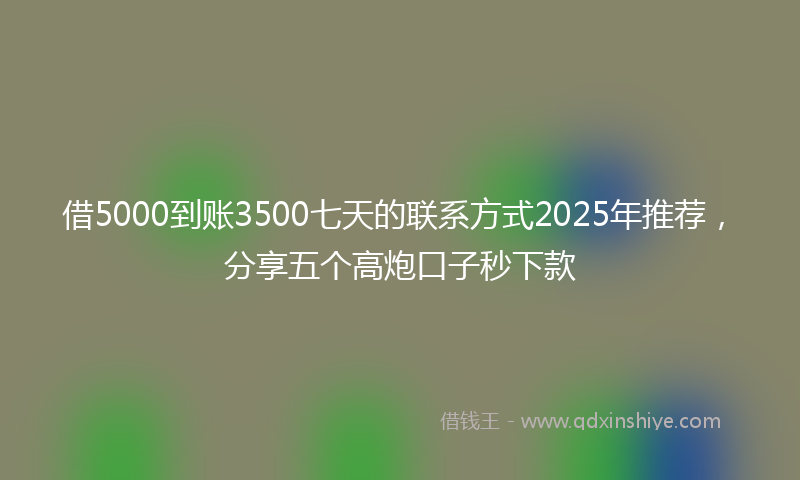借5000到账3500七天的联系方式2025年推荐，分享五个高炮口子秒下款