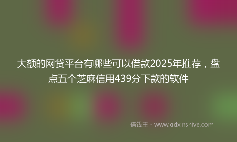 大额的网贷平台有哪些可以借款2025年推荐，盘点五个芝麻信用439分下款的软件