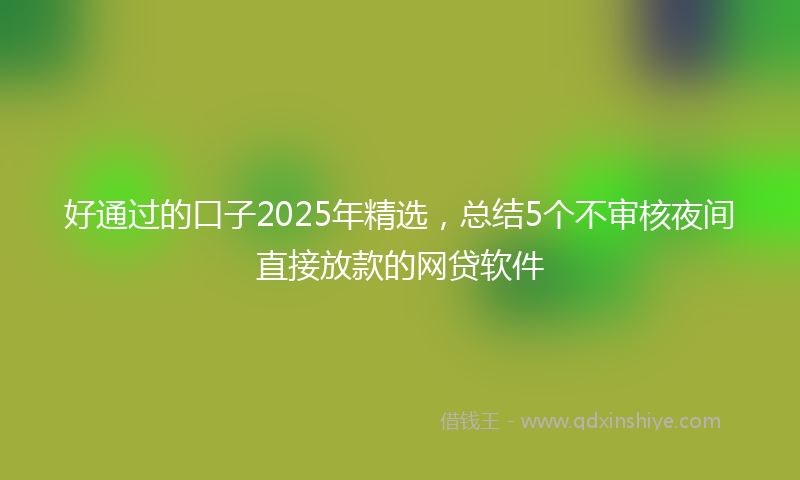 好通过的口子2025年精选，总结5个不审核夜间直接放款的网贷软件