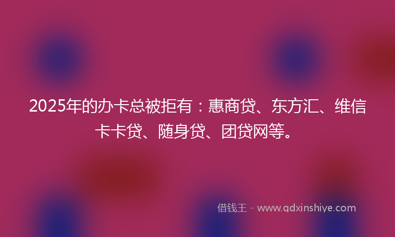 2025年的办卡总被拒有：惠商贷、东方汇、维信卡卡贷、随身贷、团贷网等。