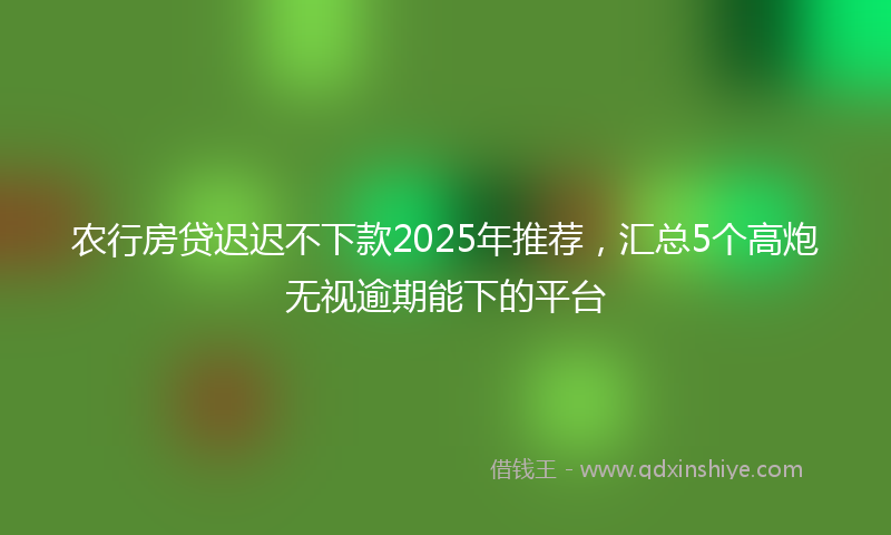 农行房贷迟迟不下款2025年推荐，汇总5个高炮无视逾期能下的平台