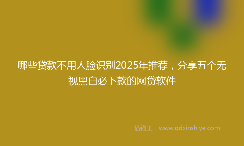 哪些贷款不用人脸识别2025年推荐，分享五个无视黑白必下款的网贷软件