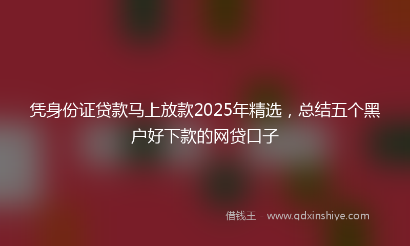 凭身份证贷款马上放款2025年精选，总结五个黑户好下款的网贷口子