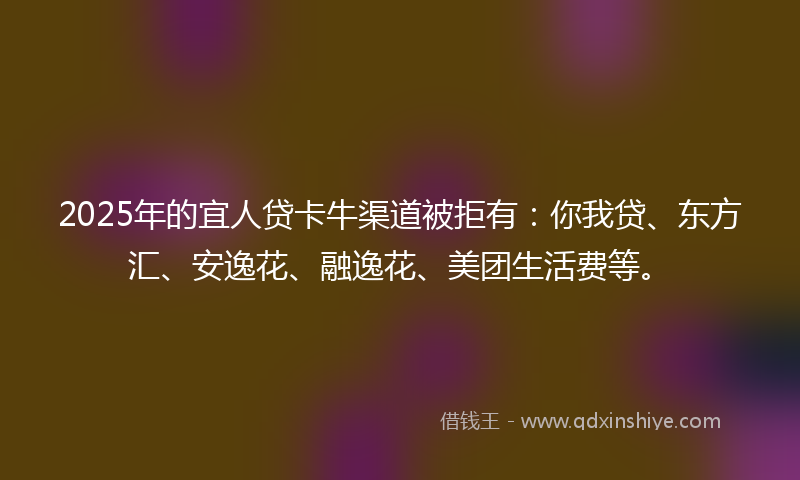 2025年的宜人贷卡牛渠道被拒有：你我贷、东方汇、安逸花、融逸花、美团生活费等。