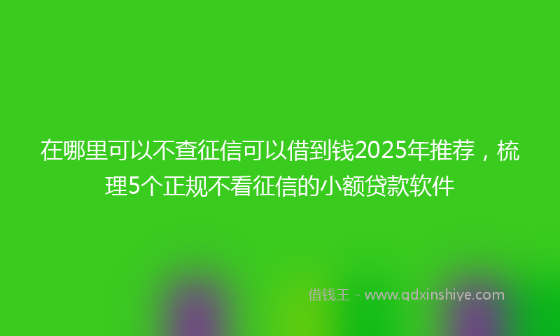 在哪里可以不查征信可以借到钱2025年推荐，梳理5个正规不看征信的小额贷款软件