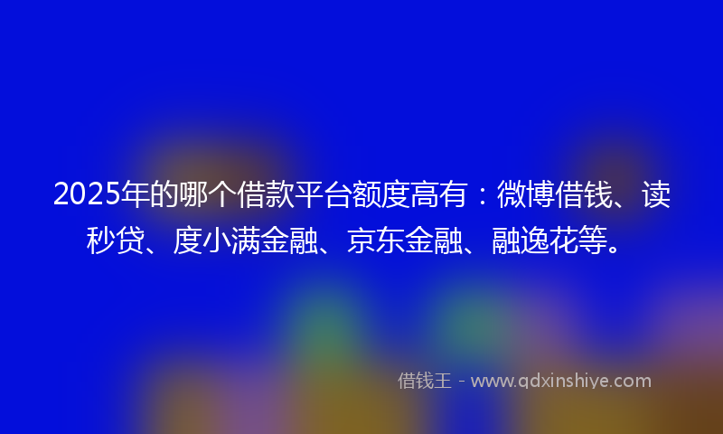 2025年的哪个借款平台额度高有：微博借钱、读秒贷、度小满金融、京东金融、融逸花等。