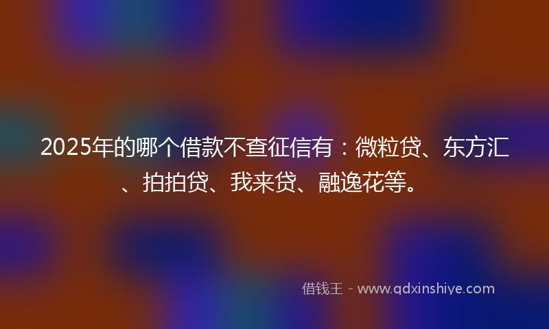 2025年的哪个借款不查征信有：微粒贷、东方汇、拍拍贷、我来贷、融逸花等。