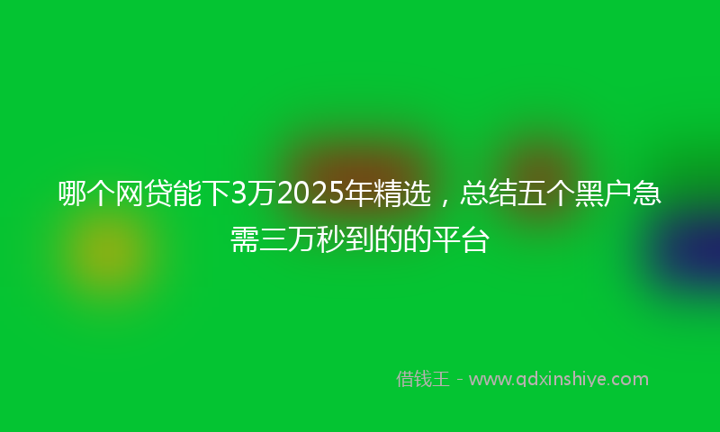 哪个网贷能下3万2025年精选，总结五个黑户急需三万秒到的的平台