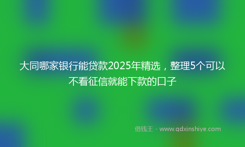 大同哪家银行能贷款2025年精选，整理5个可以不看征信就能下款的口子
