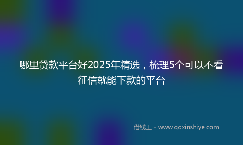 哪里贷款平台好2025年精选，梳理5个可以不看征信就能下款的平台