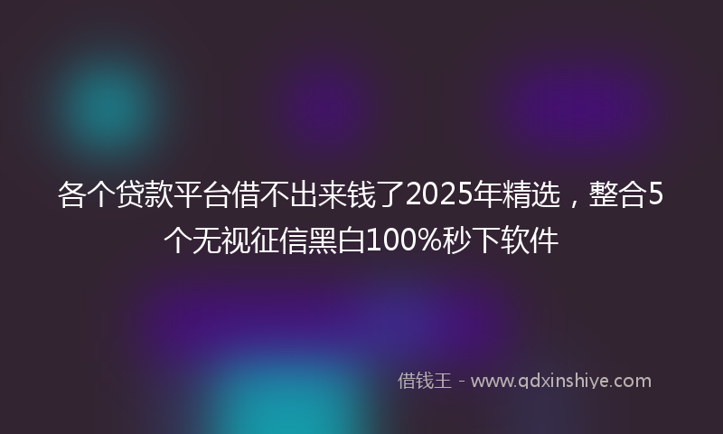各个贷款平台借不出来钱了2025年精选，整合5个无视征信黑白100%秒下软件
