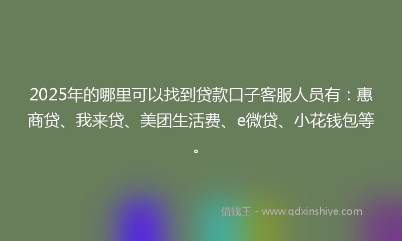 2025年的哪里可以找到贷款口子客服人员有：惠商贷、我来贷、美团生活费、e微贷、小花钱包等。