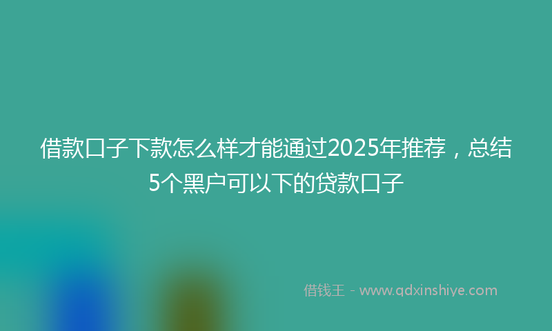 借款口子下款怎么样才能通过2025年推荐，总结5个黑户可以下的贷款口子