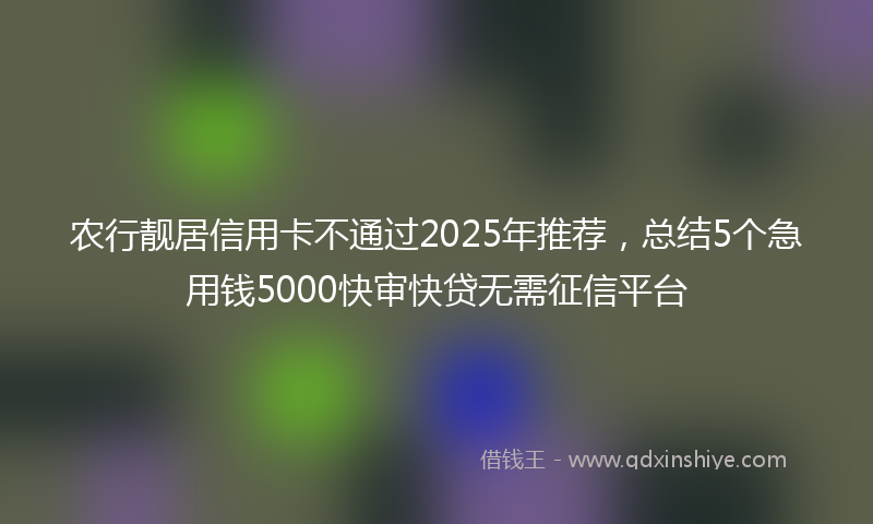 农行靓居信用卡不通过2025年推荐，总结5个急用钱5000快审快贷无需征信平台