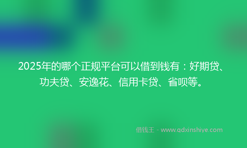 2025年的哪个正规平台可以借到钱有：好期贷、功夫贷、安逸花、信用卡贷、省呗等。
