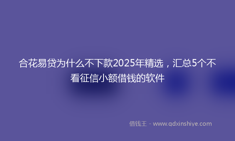 合花易贷为什么不下款2025年精选，汇总5个不看征信小额借钱的软件
