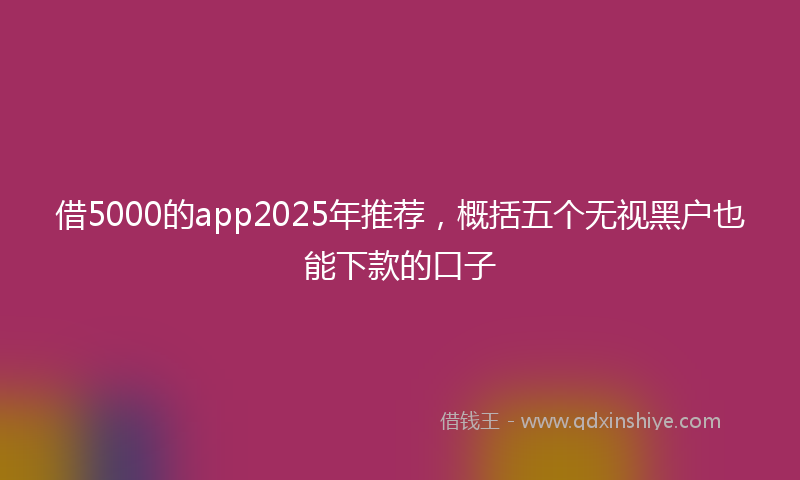 借5000的app2025年推荐，概括五个无视黑户也能下款的口子