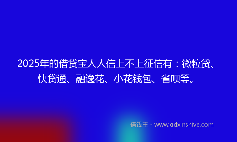 2025年的借贷宝人人信上不上征信有：微粒贷、快贷通、融逸花、小花钱包、省呗等。