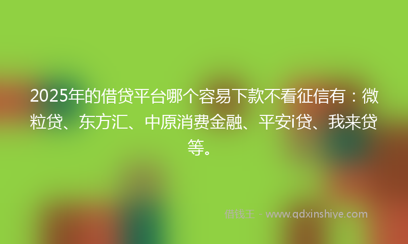2025年的借贷平台哪个容易下款不看征信有：微粒贷、东方汇、中原消费金融、平安i贷、我来贷等。
