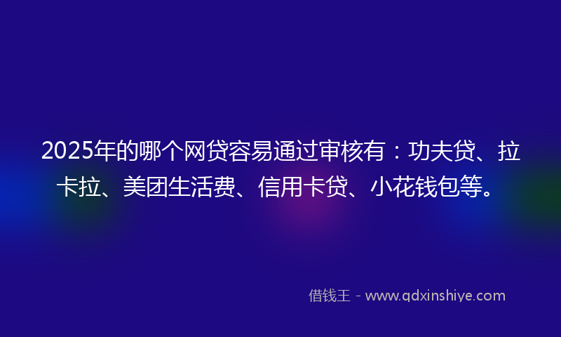 2025年的哪个网贷容易通过审核有：功夫贷、拉卡拉、美团生活费、信用卡贷、小花钱包等。