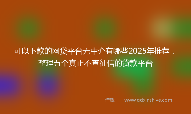 可以下款的网贷平台无中介有哪些2025年推荐，整理五个真正不查征信的贷款平台