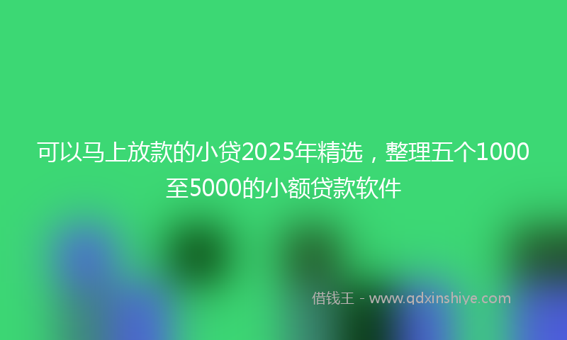 可以马上放款的小贷2025年精选，整理五个1000至5000的小额贷款软件