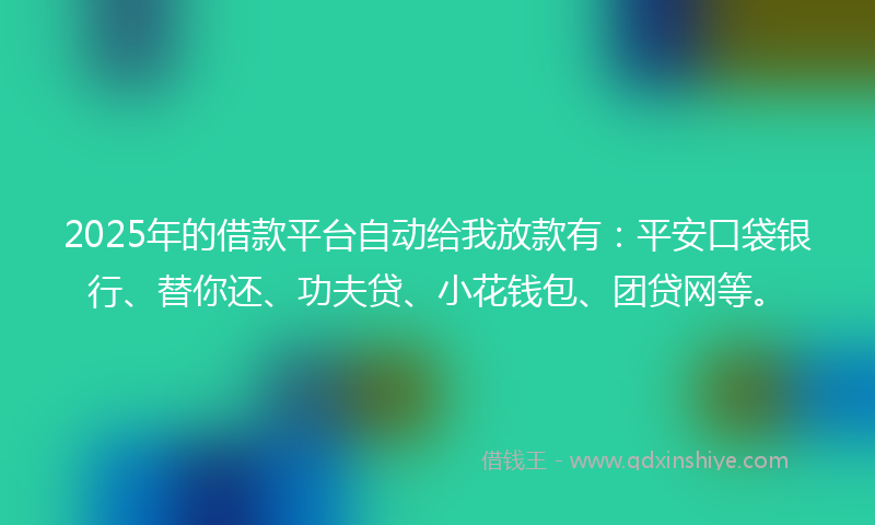2025年的借款平台自动给我放款有：平安口袋银行、替你还、功夫贷、小花钱包、团贷网等。