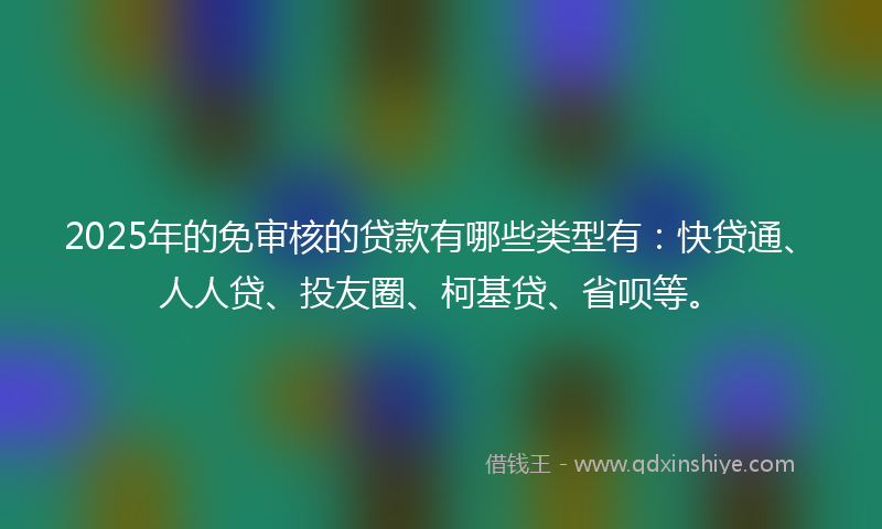 2025年的免审核的贷款有哪些类型有：快贷通、人人贷、投友圈、柯基贷、省呗等。