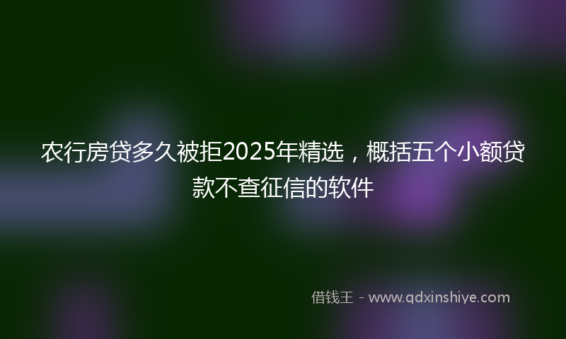 农行房贷多久被拒2025年精选，概括五个小额贷款不查征信的软件