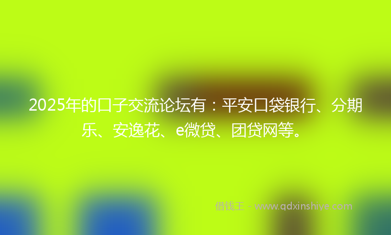 2025年的口子交流论坛有：平安口袋银行、分期乐、安逸花、e微贷、团贷网等。