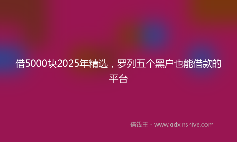 借5000块2025年精选，罗列五个黑户也能借款的平台