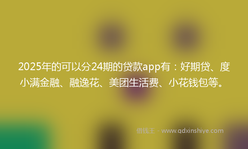 2025年的可以分24期的贷款app有：好期贷、度小满金融、融逸花、美团生活费、小花钱包等。
