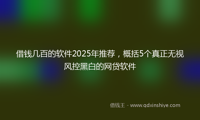 借钱几百的软件2025年推荐，概括5个真正无视风控黑白的网贷软件