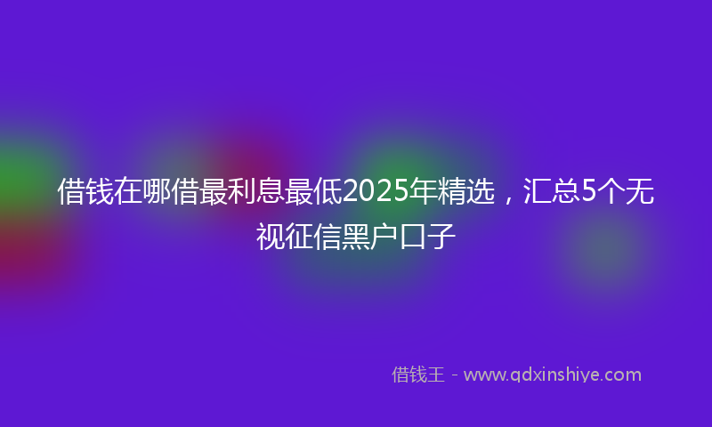 借钱在哪借最利息最低2025年精选，汇总5个无视征信黑户口子