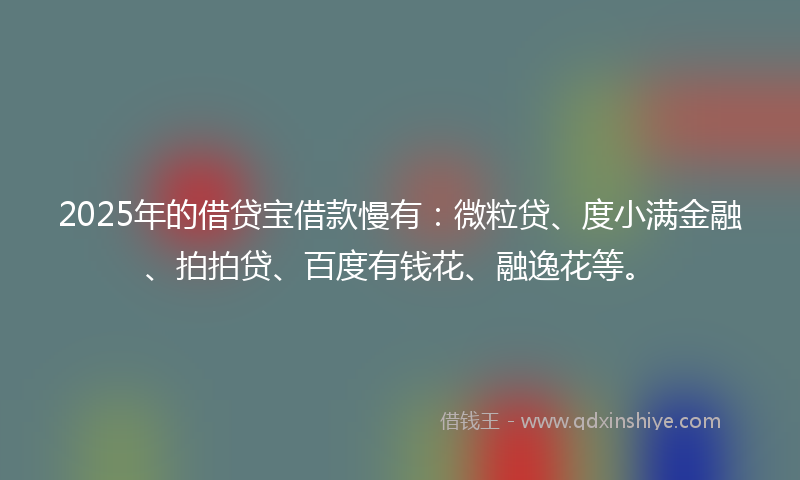 2025年的借贷宝借款慢有：微粒贷、度小满金融、拍拍贷、百度有钱花、融逸花等。