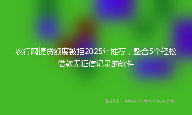农行网捷贷额度被拒2025年推荐，整合5个轻松借款无征信记录的软件