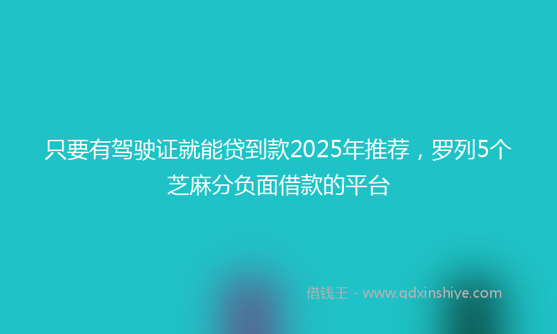 只要有驾驶证就能贷到款2025年推荐，罗列5个芝麻分负面借款的平台