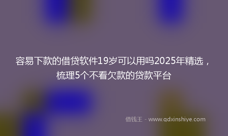 容易下款的借贷软件19岁可以用吗2025年精选，梳理5个不看欠款的贷款平台
