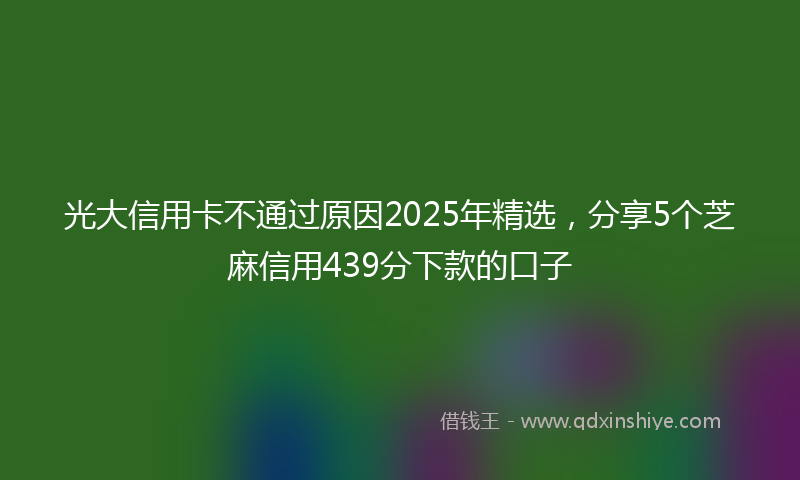 光大信用卡不通过原因2025年精选，分享5个芝麻信用439分下款的口子